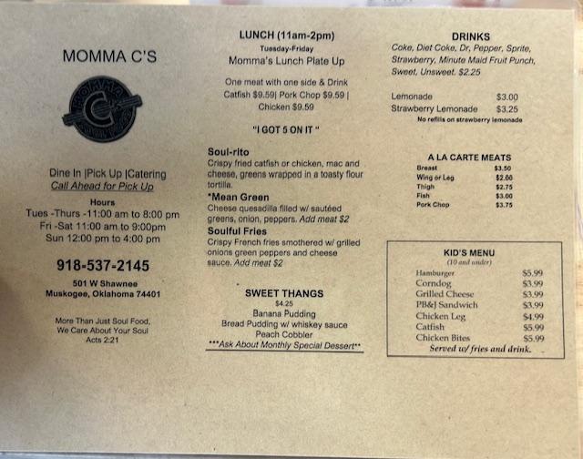 Momma C's Soul Food Kitchen Menu image 1